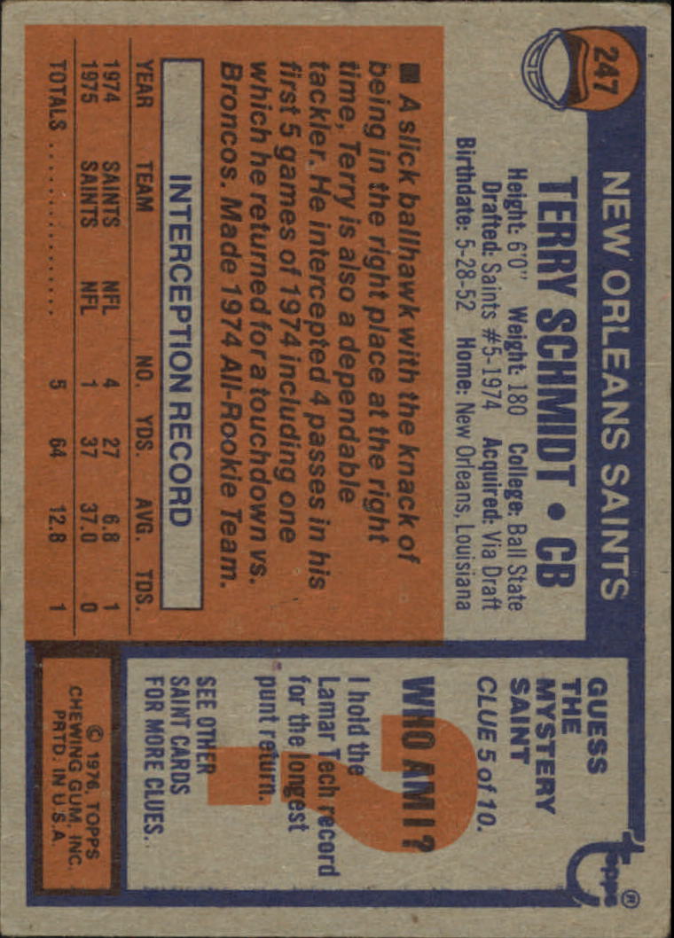 1976 Topps #247 Terry Schmidt RC - VG