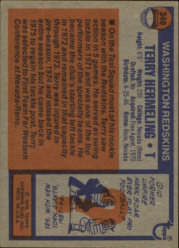 1976 Topps #349 Terry Hermeling RC - EX