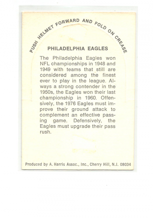 1976 Sunbeam NFL Die Cuts #21 Philadelphia Eagles back image