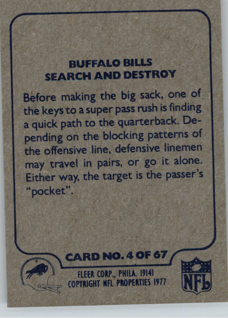 1977 Fleer Team Action #4 Buffalo Bills back image