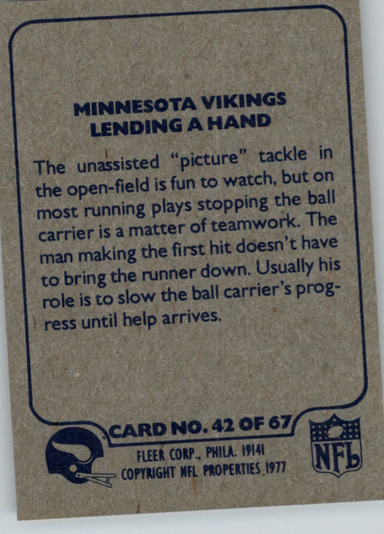 1977 Fleer Team Action #42 Minnesota Vikings back image