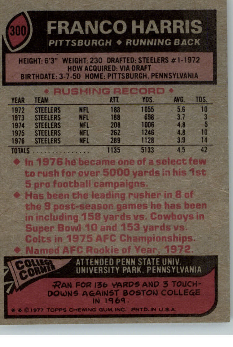 1977 Topps Mexican Franco Harris