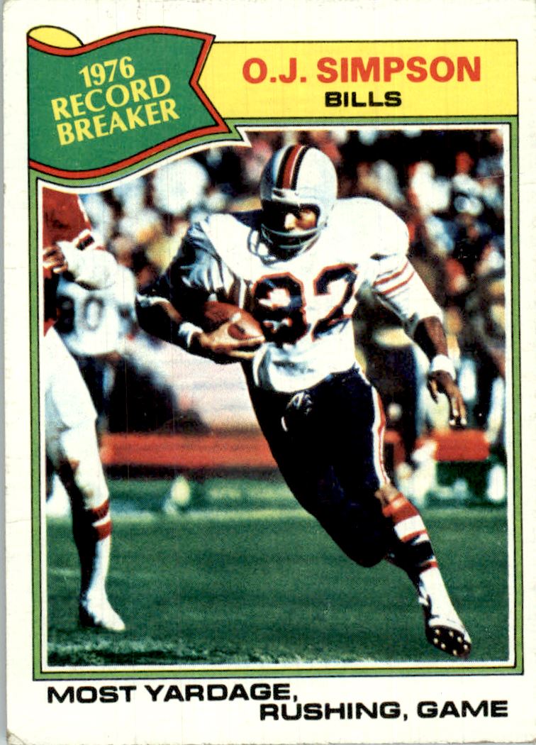 1977 Topps #453 O.J. Simpson RB/Most Yardage,/Rushing: Game - VG