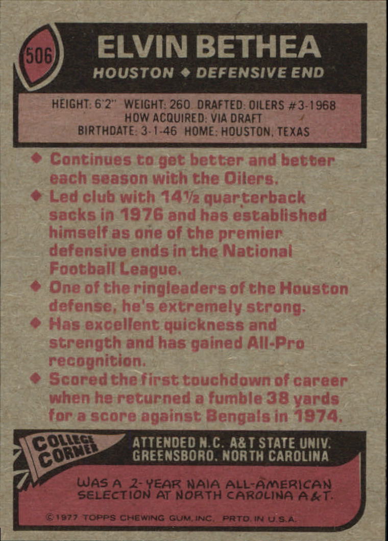 1979 Topps #301 Houston Oilers TL / Earl Campbell / Ken Burrough / Willie  Alexander / Elvin Bethea / Checklist Back