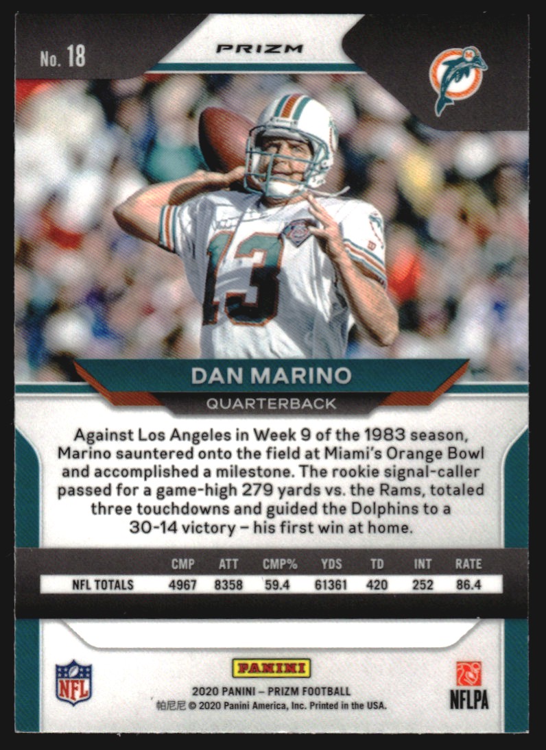2020 Panini Prizm Prizms Green #18 Dan Marino