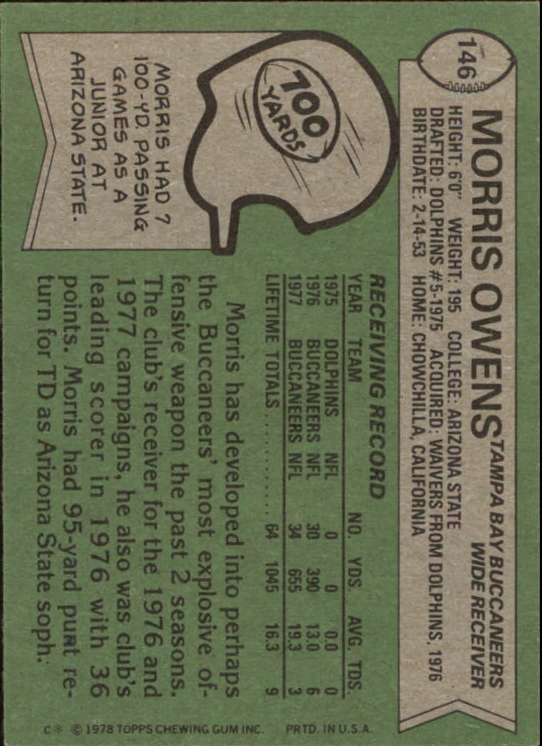 1978 Topps #146 Morris Owens RC back image