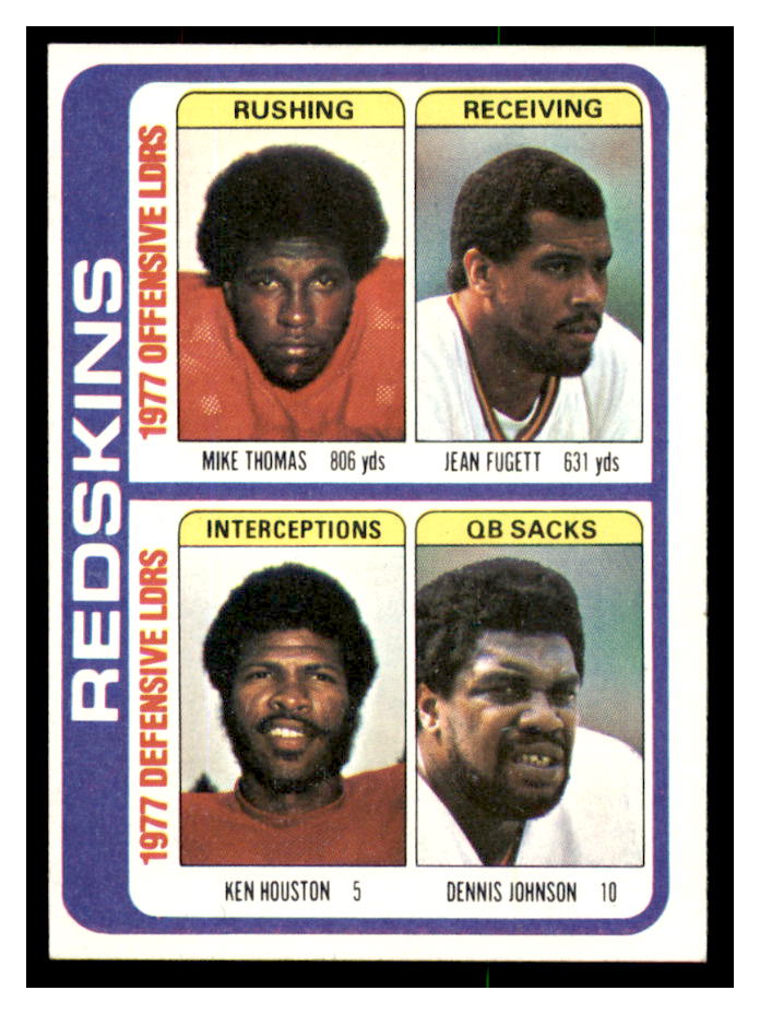 1978 Topps #528 Wash. Redskins TL/Mike Thomas/Jean Fugett/Ken Houston/Dennis Johnson/(checklist back)