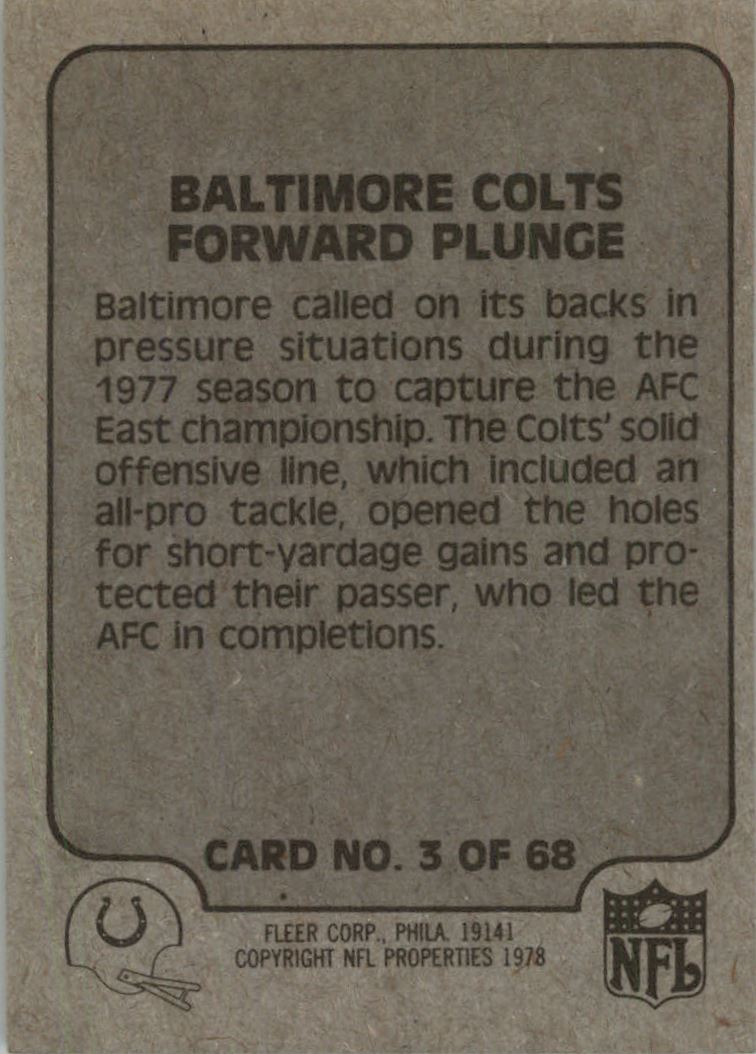 1978 Fleer Team Action #3 Baltimore Colts back image