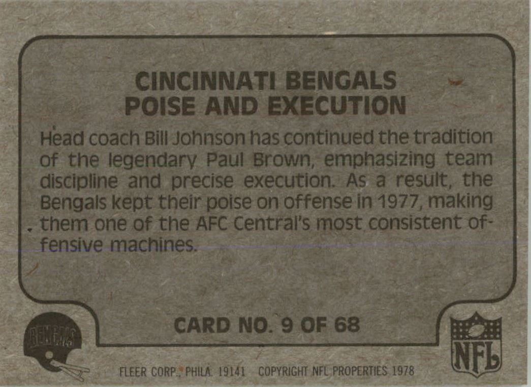 1978 Fleer Team Action #10 Cincinnati Bengals