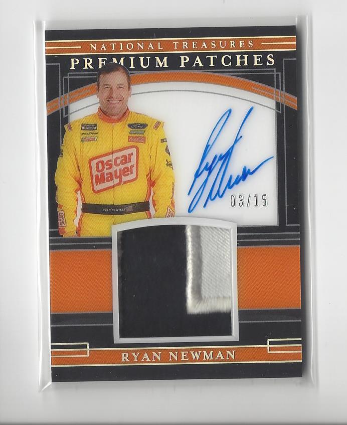 2020 Panini National Treasures Premium Patches Autographs Midnight Holo Silver #18 Ryan Newman/15