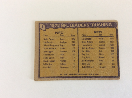 1979 Topps #3 Rushing Leaders/Earl Campbell/Walter Payton back image