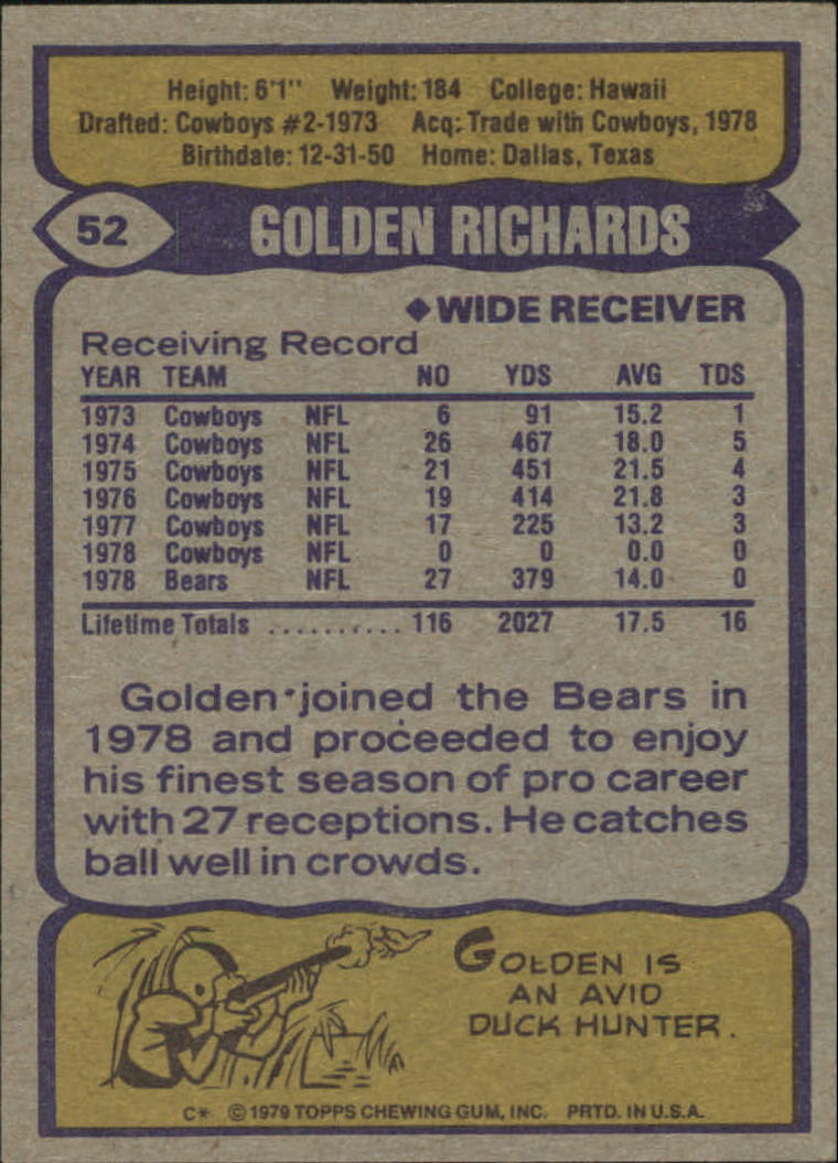 1979 Topps #52 Golden Richards back image