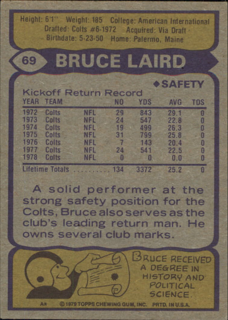 1979 Topps #69 Bruce Laird back image