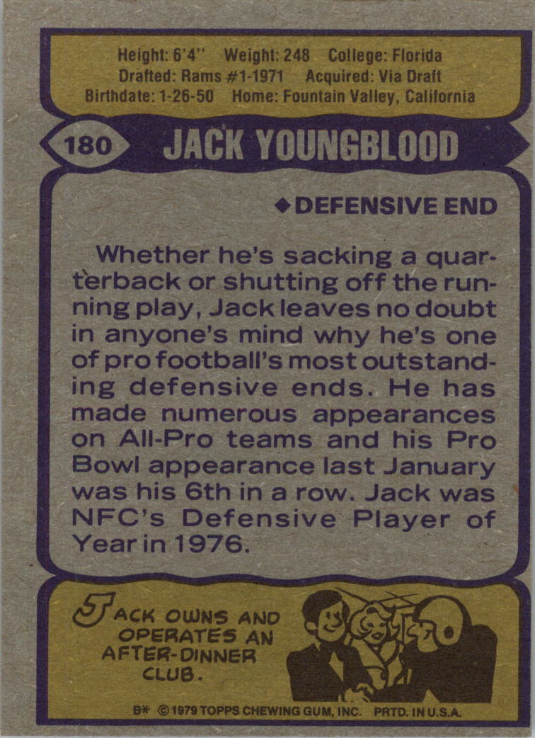 1979 Topps #180 Jack Youngblood AP back image