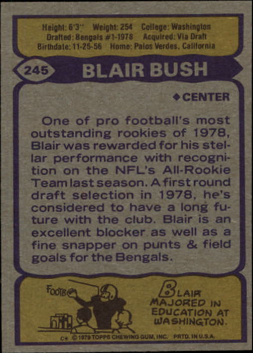 1979 Topps #245 Blair Bush RC back image