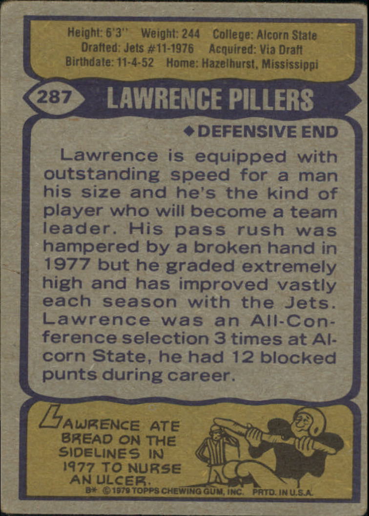 1979 Topps #287 Lawrence Pillers back image