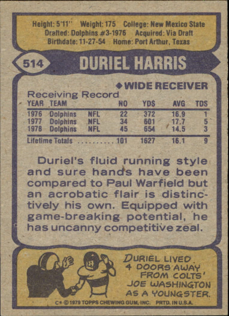 1979 Topps #514 Duriel Harris back image