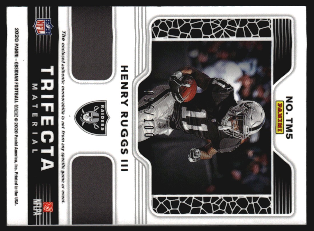 2020 Panini Obsidian Trifecta Materials #5 Henry Ruggs III back image