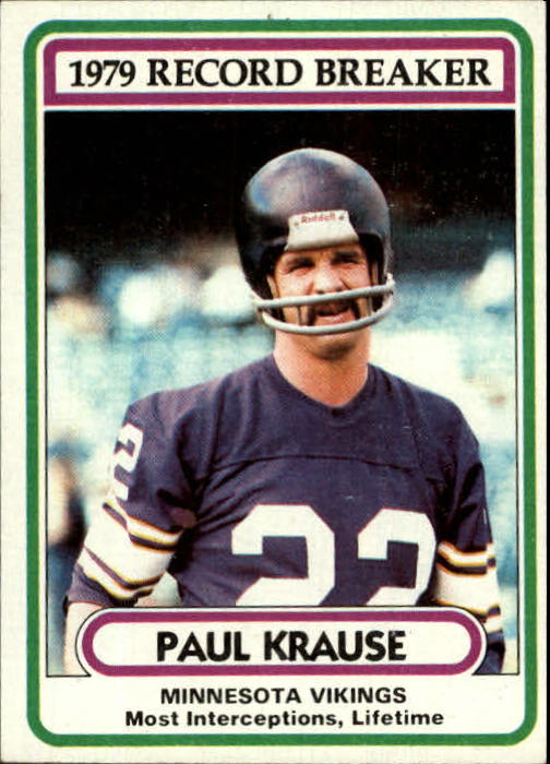 1980 Topps #4 Paul Krause RB/Most Interceptions/Lifetime