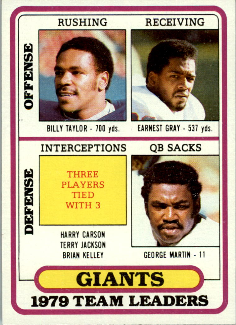 1980 Topps #94 New York Giants TL/Billy Taylor/Earnest Gray/George Martin/(checklist back)