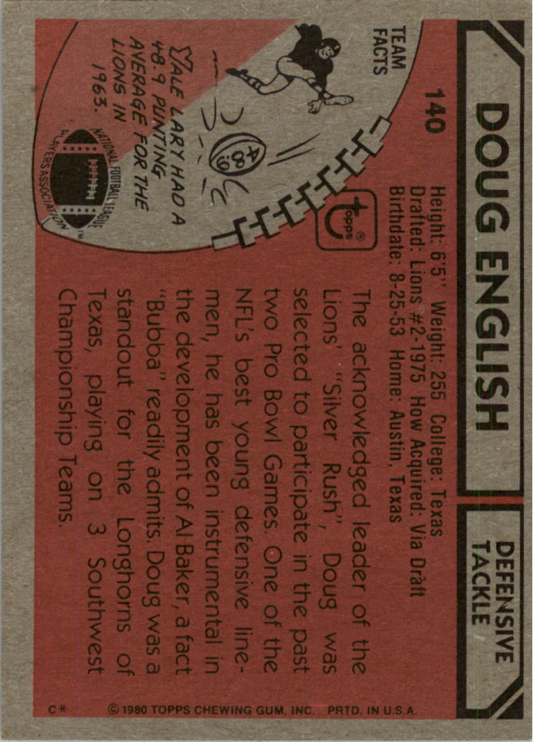 1980 Topps #140 Doug English AP back image
