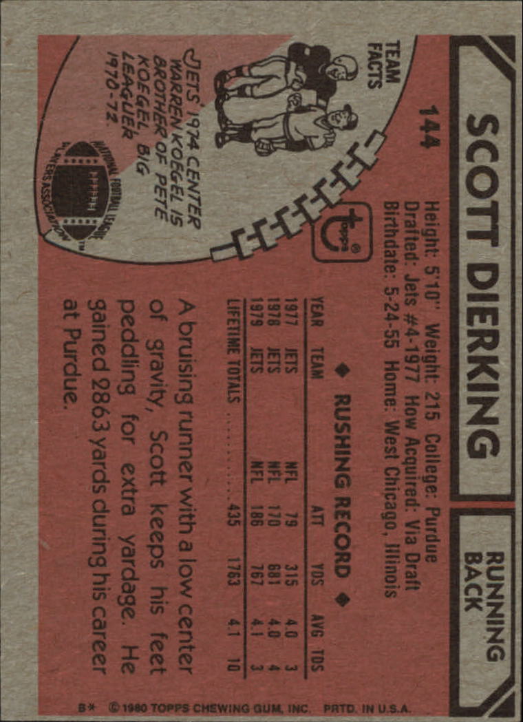 1980 Topps #144 Scott Dierking back image