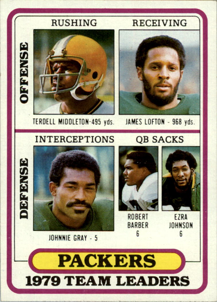 1980 Topps #303 Green Bay Packers TL/Terdell Middleton/James Lofton/Johnnie  Gray/Robert Barber/Ezra Johnson/(checklist back) - NM