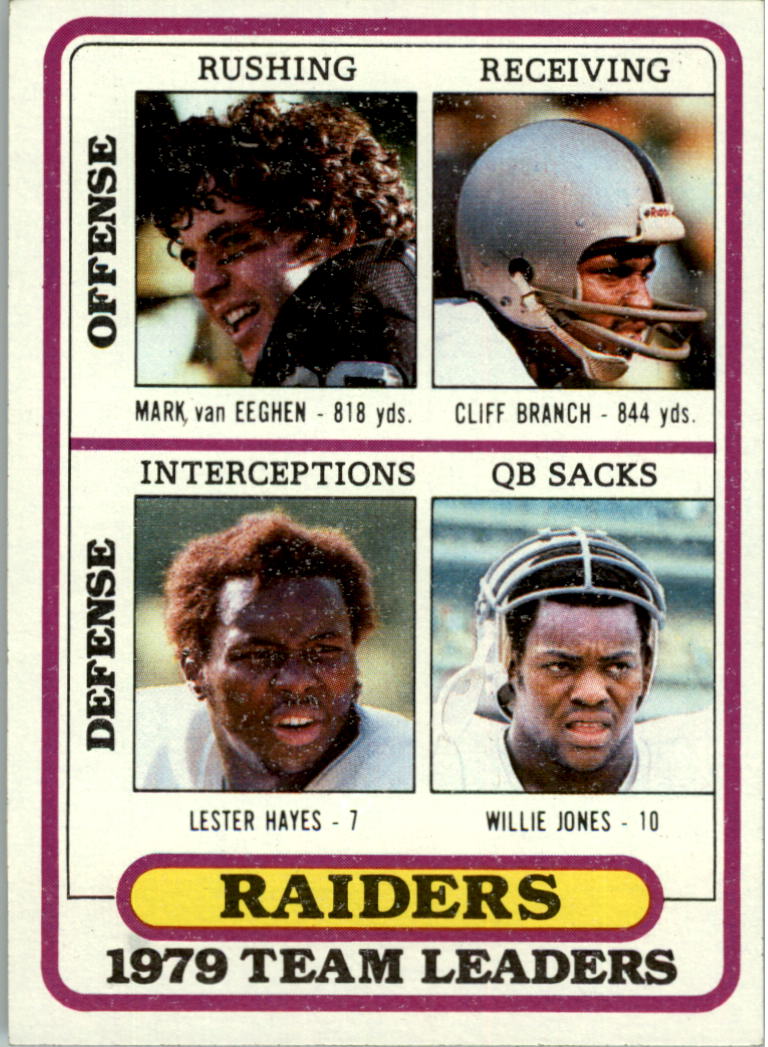 1980 Topps #468 Oakland Raiders TL/Mark Van Eeghen/Cliff Branch/Lester ...