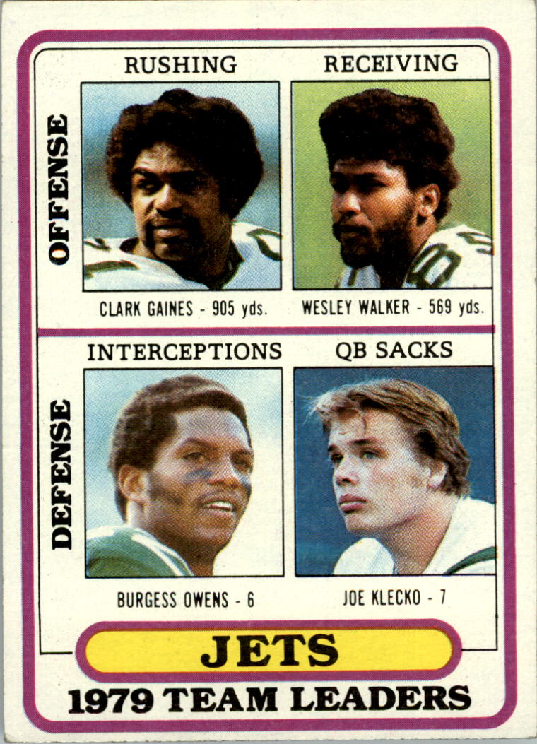 1980 Topps #507 New York Jets TL/Clark Gaines/Wesley Walker/Burgess Owens/Joe Klecko/(checklist back0