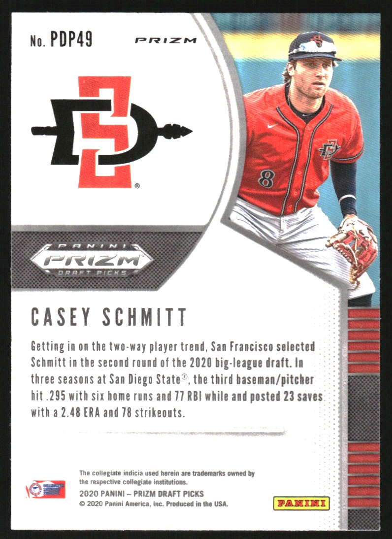 2020 Panini Prizm Draft Picks Prizms Green and Yellow Hyper #49 Casey Schmitt