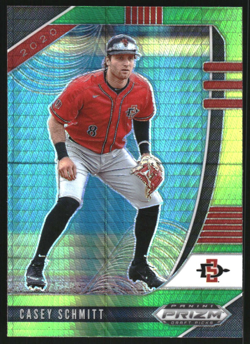 2020 Panini Prizm Draft Picks Prizms Green and Yellow Hyper #49 Casey Schmitt