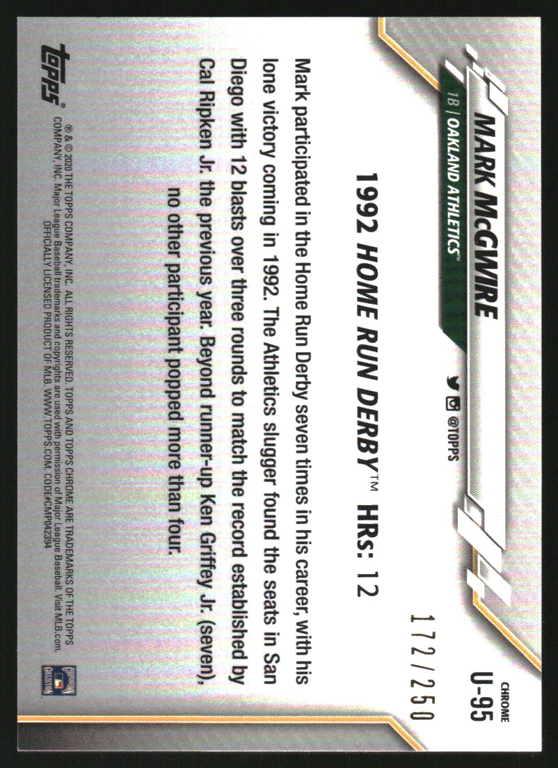 2020 Topps Chrome Update Refractors #U95 Mark McGwire HRD