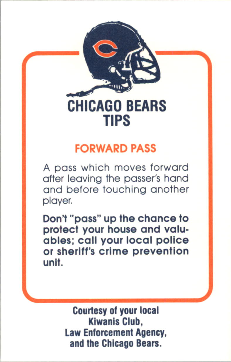 1981 Bears Police #7 Vince Evans back image