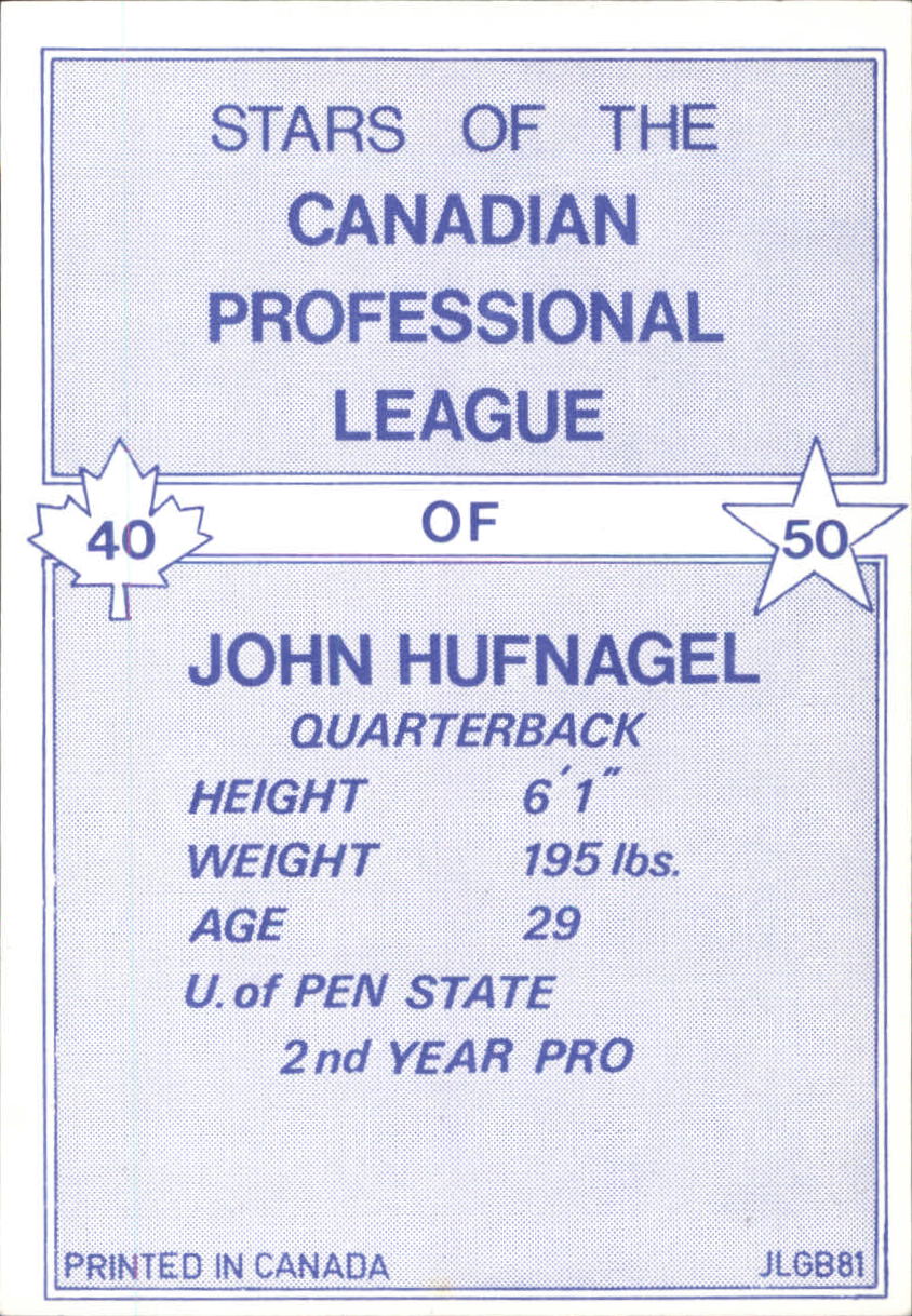1981 JOGO Black and White #40 John Hufnagel back image