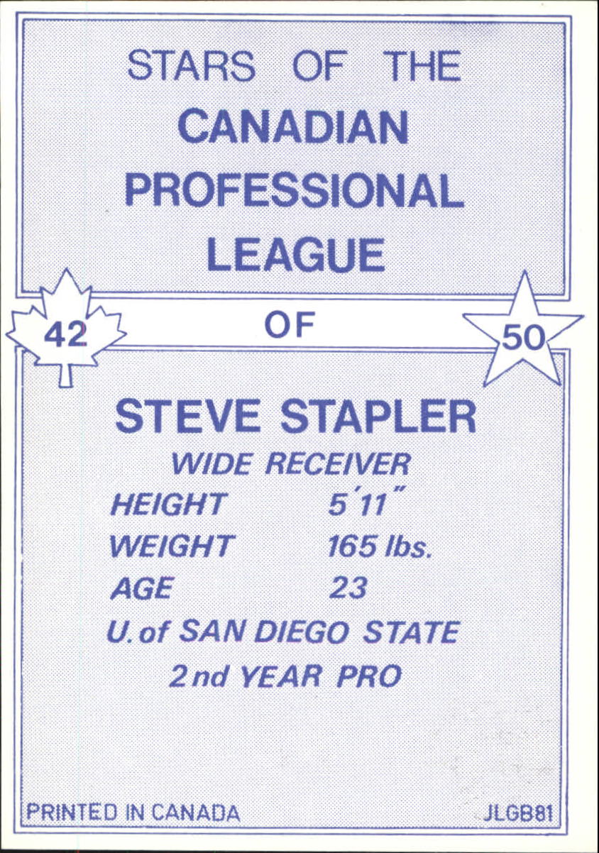1981 JOGO Black and White #42 Steve Stapler back image