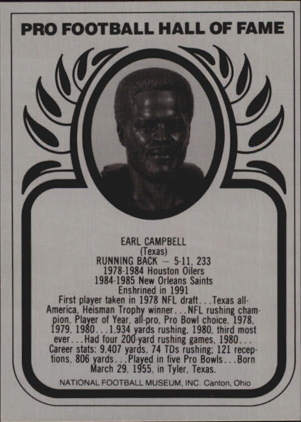 1982-2013 Hall of Fame Metallics #157 Earl Campbell
