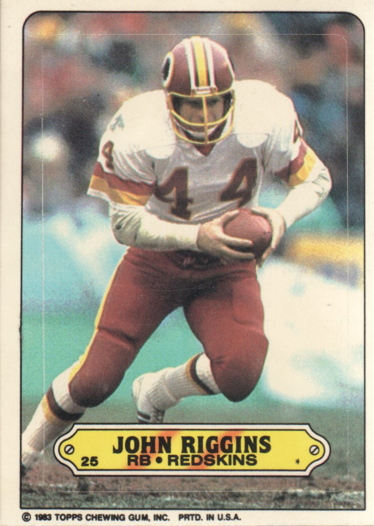 1983 Topps Sticker Inserts #25 John Riggins