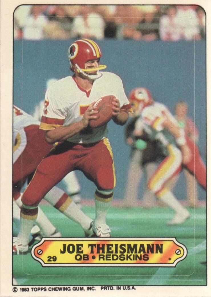1983 Topps Sticker Inserts #29 Joe Theismann