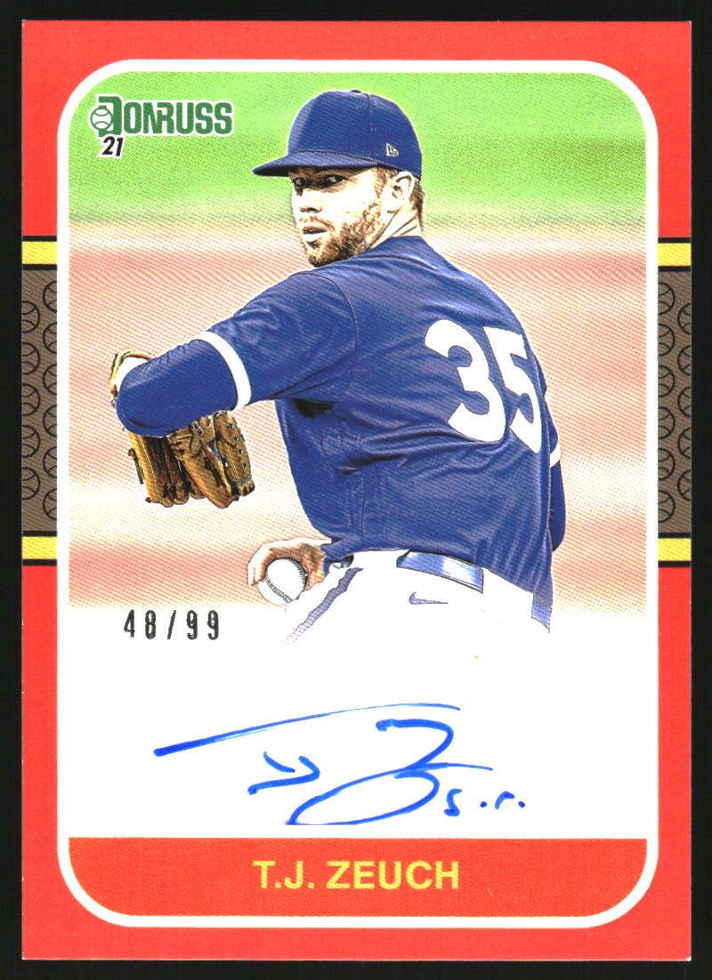 2021 Donruss Retro '87 Signatures Red #37 T.J. Zeuch/99
