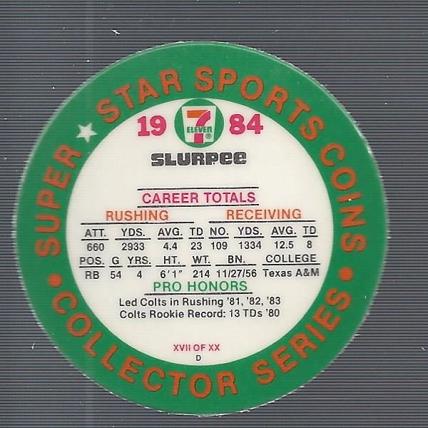 1984 7-Eleven Discs #E17 Curtis Dickey back image