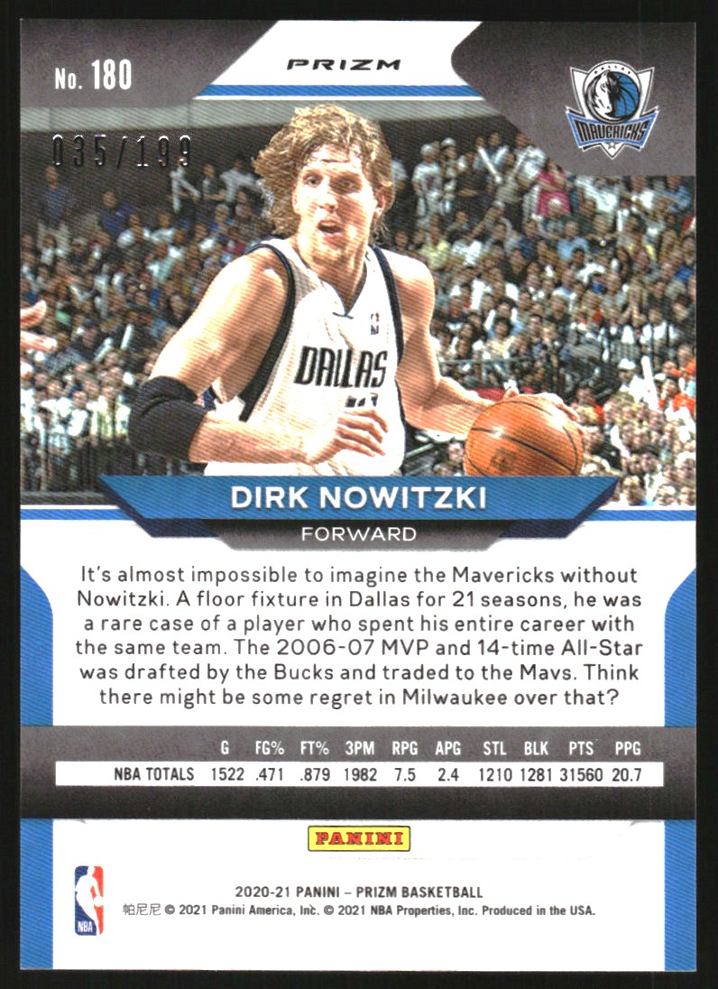2020-21 Panini Prizm Prizms Blue #180 Dirk Nowitzki