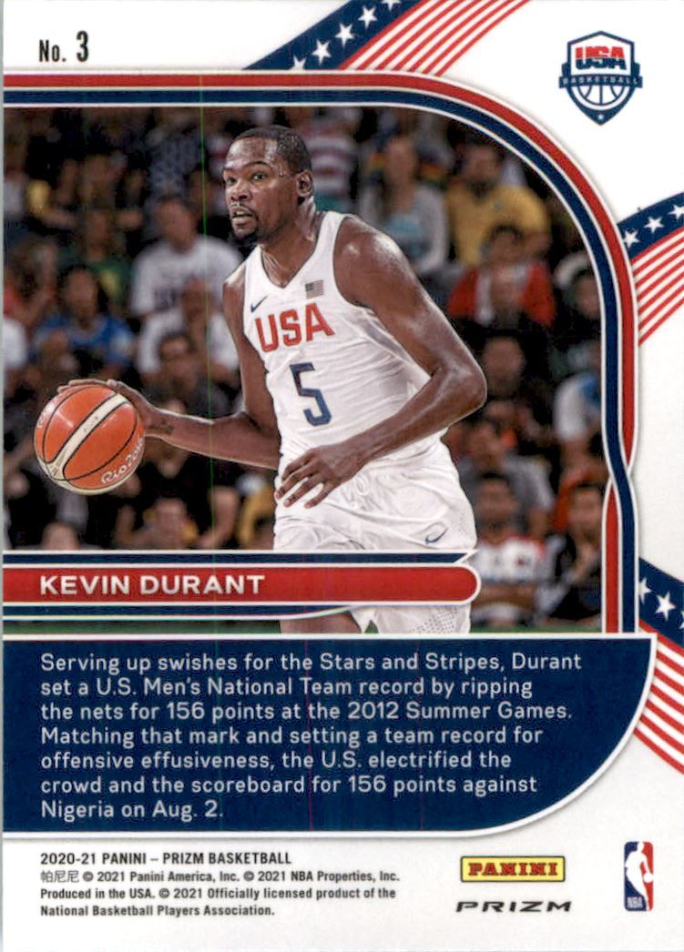 2020-21 Panini Prizm USA Basketball Prizms Silver #3 Kevin Durant