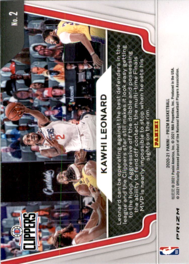 2020-21 Panini Prizm Widescreen Fast Break #2 Kawhi Leonard