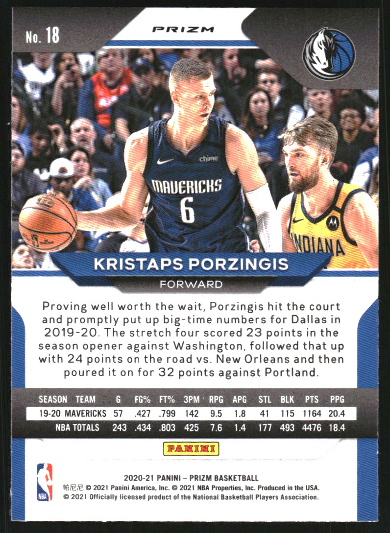 2020-21 Panini Prizm Prizms Gold Wave #18 Kristaps Porzingis