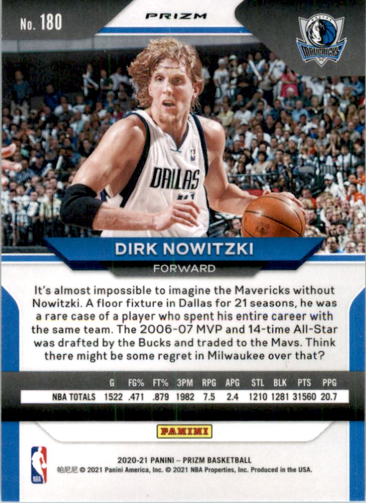 2020-21 Panini Prizm Prizms Green #180 Dirk Nowitzki