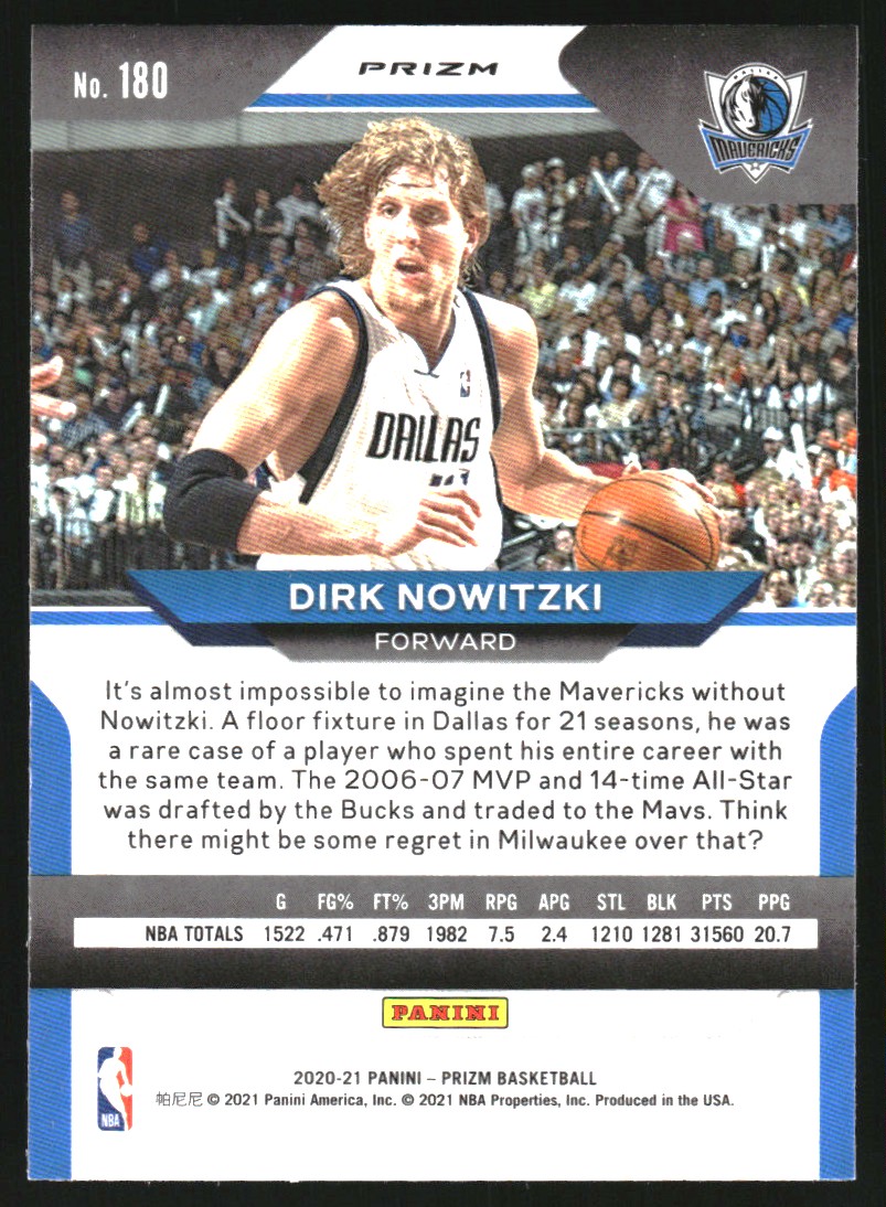 2020-21 Panini Prizm Prizms Purple Wave #180 Dirk Nowitzki
