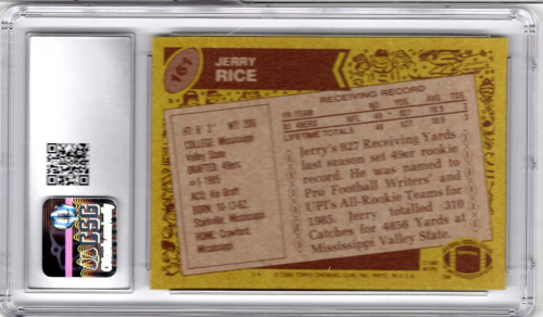 1986 Topps #161 Jerry Rice RC back image