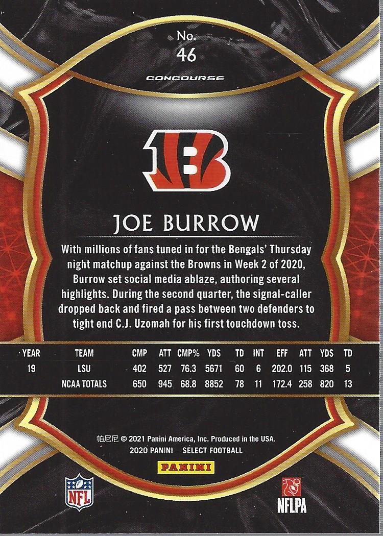 2020 Select #46 Joe Burrow RC back image