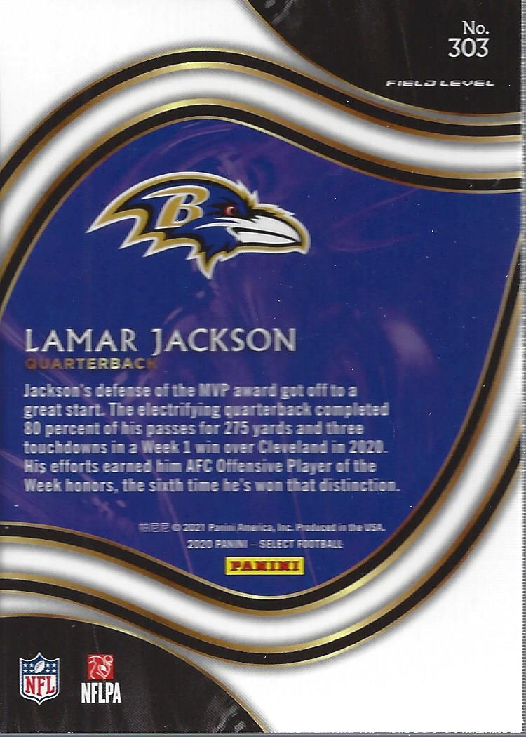 2020 Select #303 Lamar Jackson back image