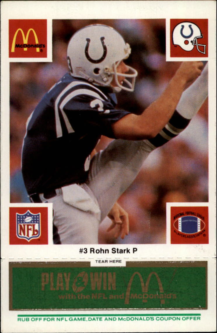 1986 McDonald's Colts Green Tab #3 Rohn Stark